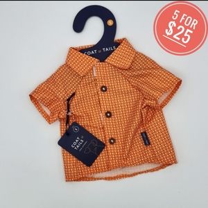 🔴5/$25 NEW! COAT and TAILS Orange Retro Print Button-Down Dog Shirt